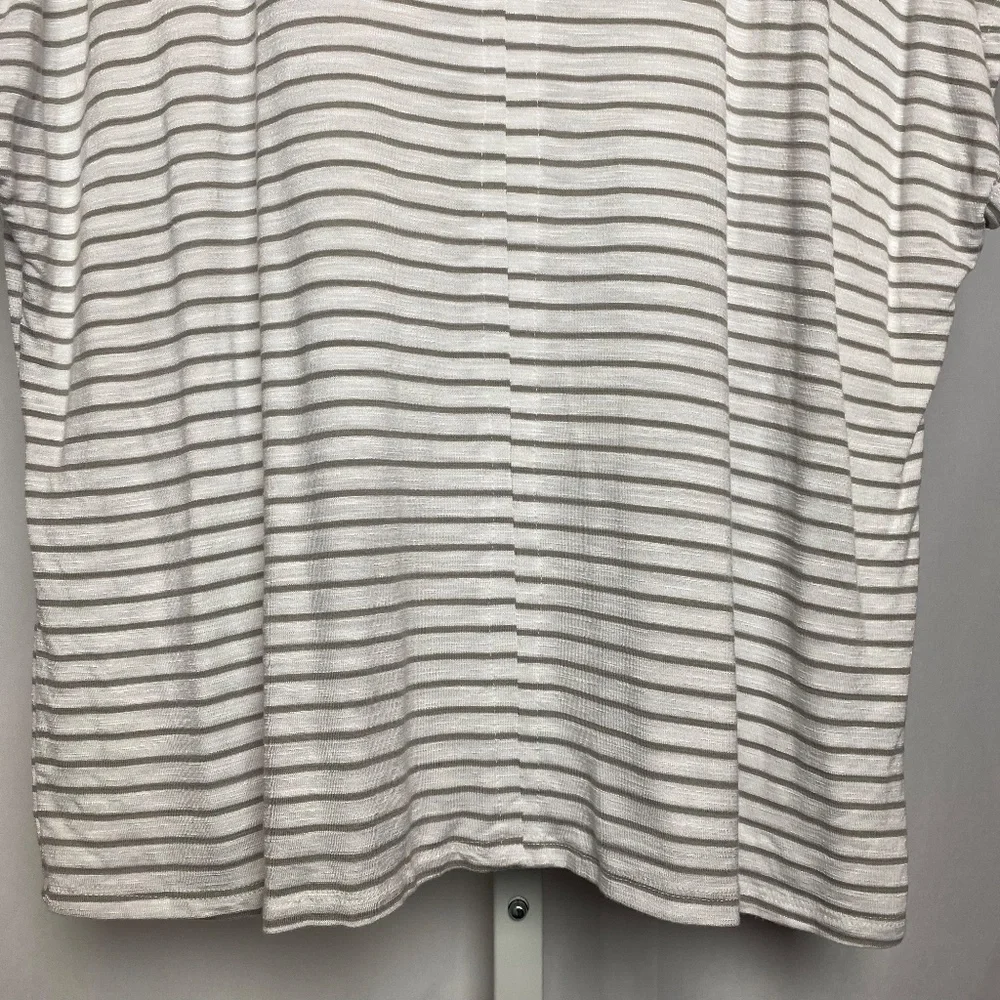 French Laundry Grey | White Striped Loose Fit Drop Shoulder Blouse Large